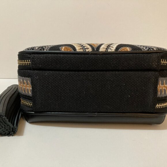 SPARTINA Meryl Crossbody Bellinger Batik Black Fabric Leather - Picture 5 of 7